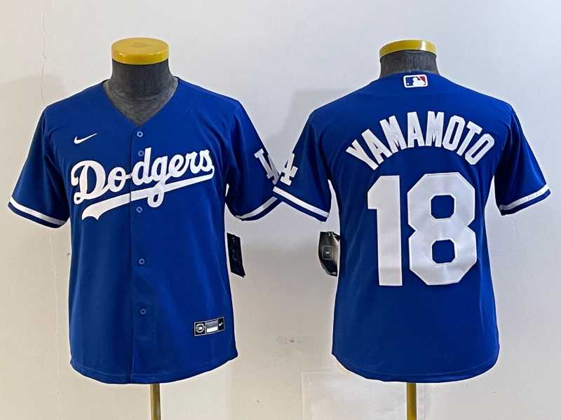 Women%27s Los Angeles Dodgers #18 Yoshinobu Yamamoto Blue Stitched Cool Base Nike Jersey